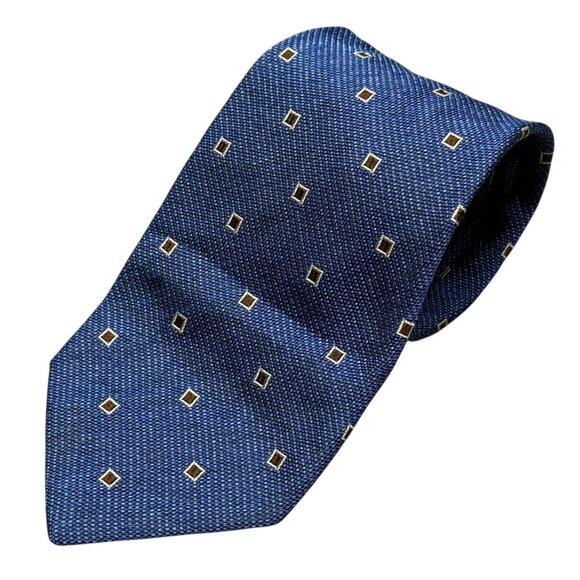 Altea Milano Tie 100% Silk Made in Italy Box Pattern Textured Weave Blue 4" - Picture 1 of 6